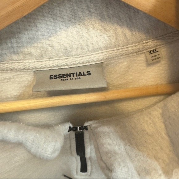 ESSENTIALS Cream Zip-Up Sweater - Picture 5 of 6